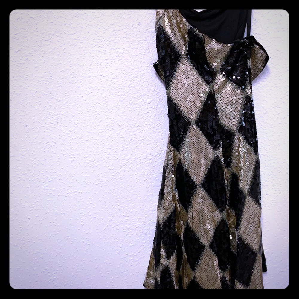 Harley Quinn black and gold Sequined dress